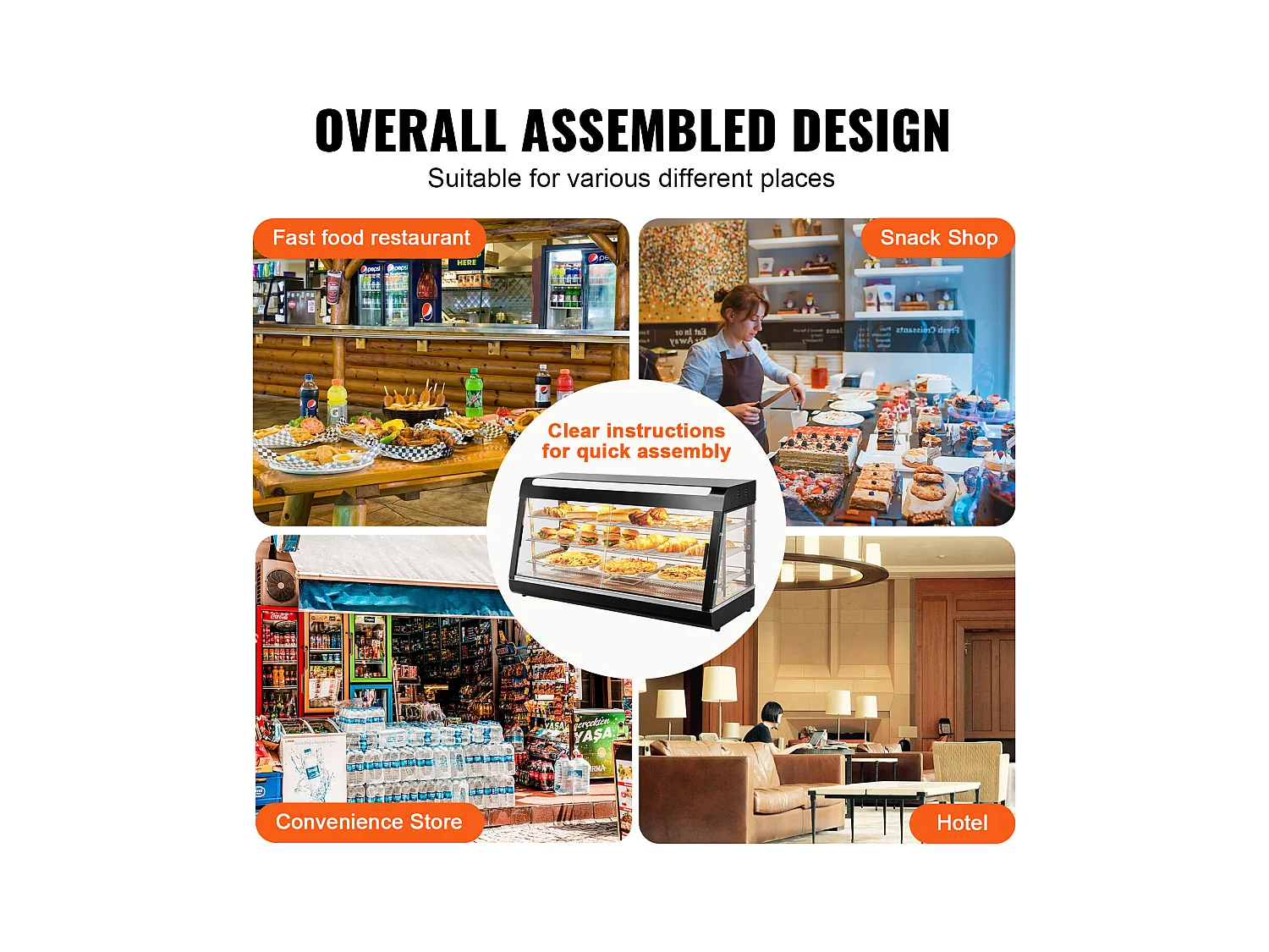 Présentoir SucceBuy Armoire à Pizza Commerciale à 3 Niveaux pour Réchauffeur de Nourriture avec Lumière