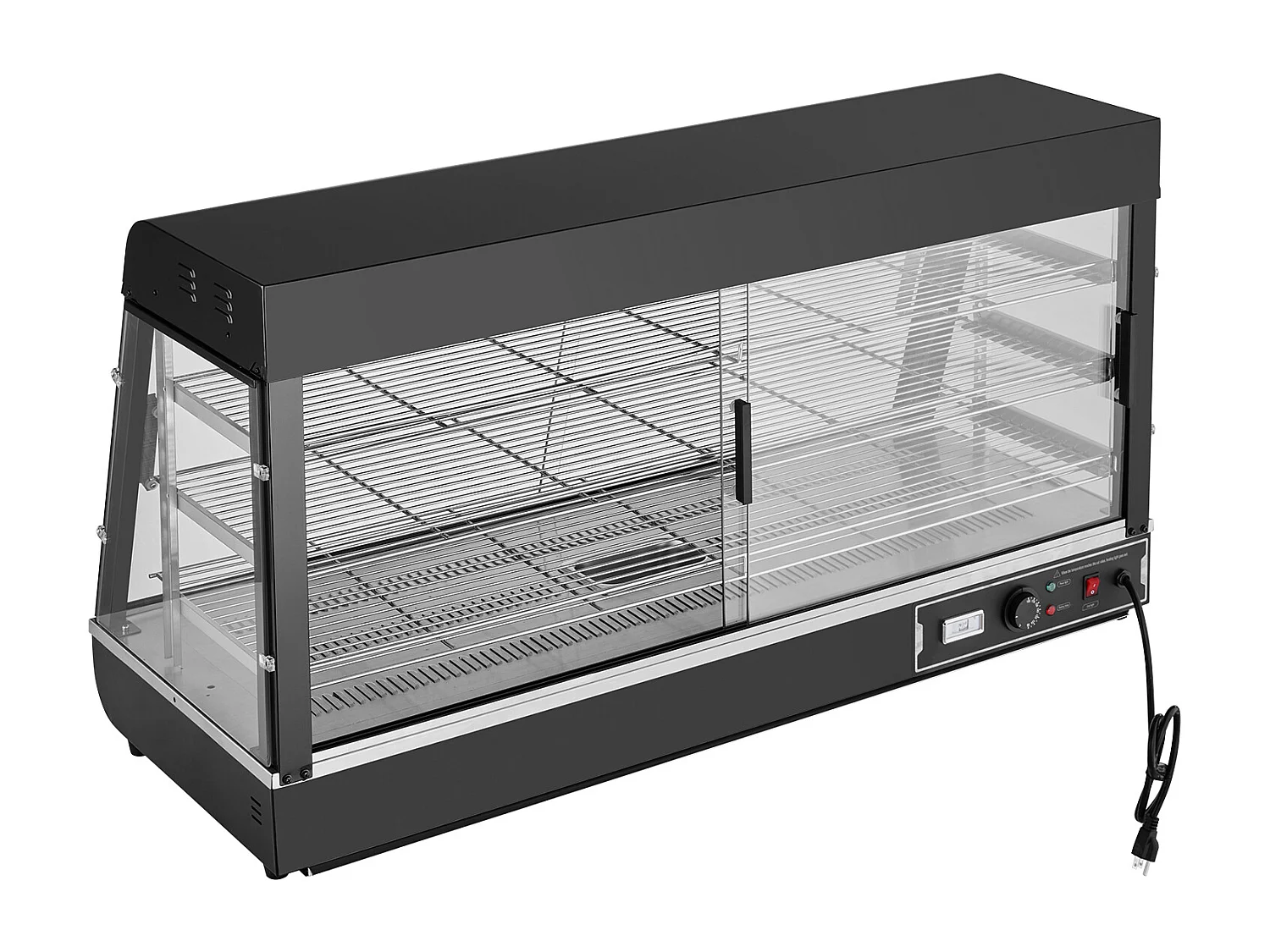 Présentoir SucceBuy Armoire à Pizza Commerciale à 3 Niveaux pour Réchauffeur de Nourriture avec Lumière