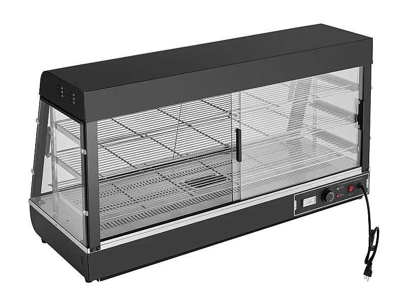 Présentoir SucceBuy Armoire à Pizza Commerciale à 3 Niveaux pour Réchauffeur de Nourriture avec Lumière