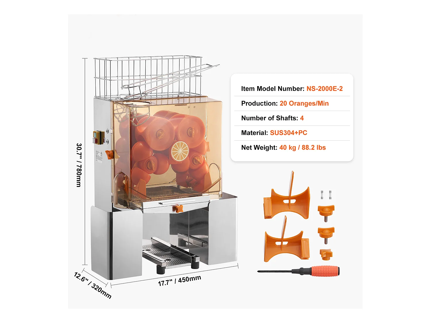 Presse-Agrumes Électrique SucceBuy Presse-Agrumes Commercial 120 W Avec Extracteur de Jus et Boîte Filtrante