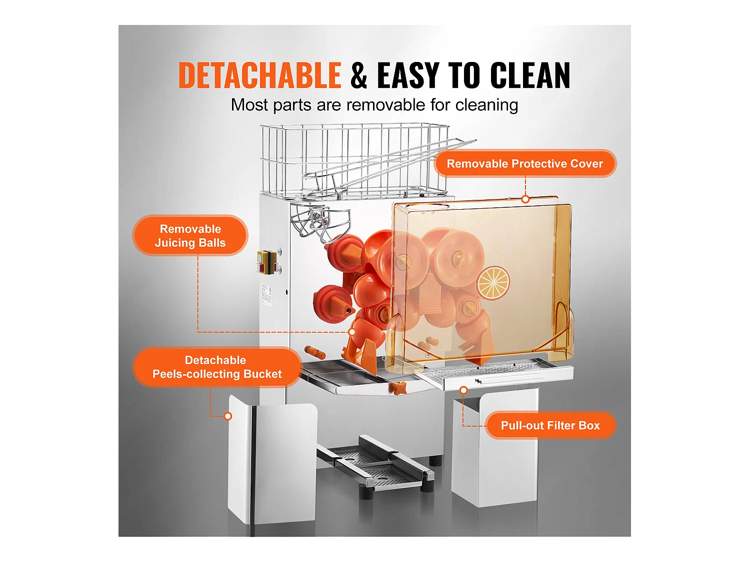 Presse-Agrumes Électrique SucceBuy Presse-Agrumes Commercial 120 W Avec Extracteur de Jus et Boîte Filtrante