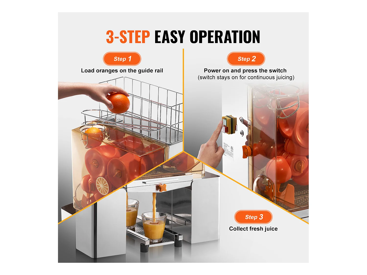 Presse-Agrumes Électrique SucceBuy Presse-Agrumes Commercial 120 W Avec Extracteur de Jus et Boîte Filtrante