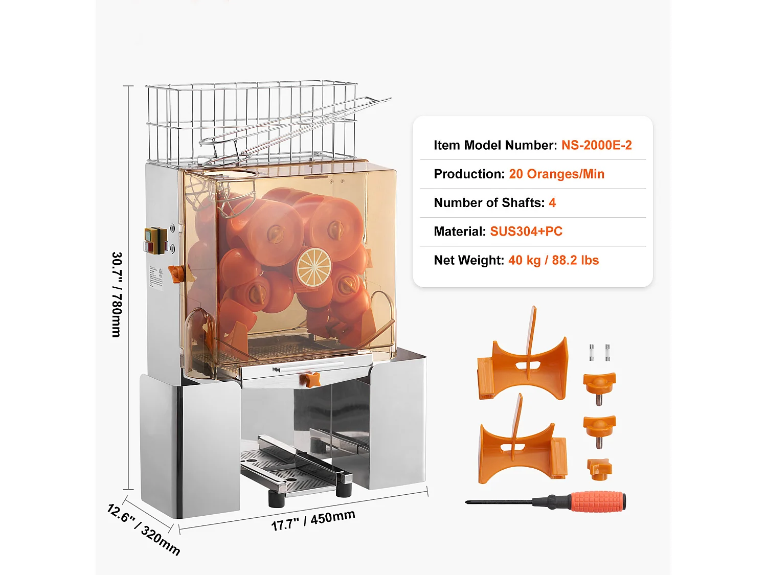 Presse-Agrumes Électrique SucceBuy Presse-Agrumes Commercial 120 W Avec Extracteur de Jus et Boîte Filtrante