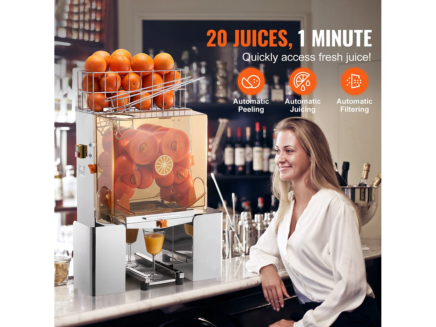 Presse-Agrumes Électrique SucceBuy Presse-Agrumes Commercial 120 W Avec Extracteur de Jus et Boîte Filtrante
