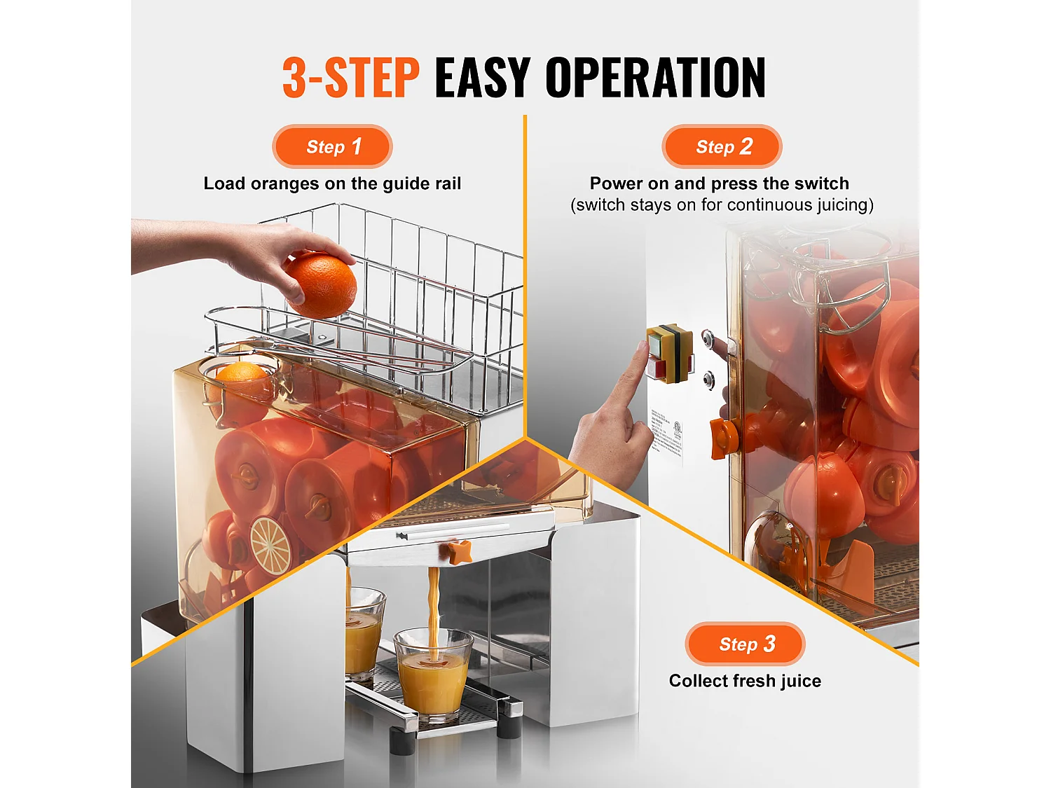 Presse-Agrumes Électrique SucceBuy Presse-Agrumes Commercial 120 W Avec Extracteur de Jus et Boîte Filtrante