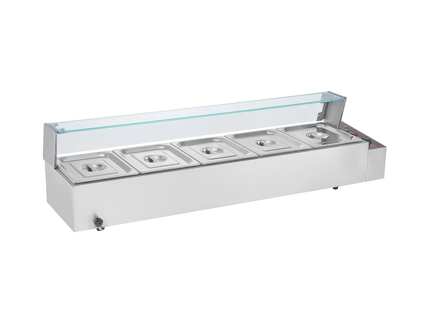 Cuiseur SucceBuy Buffet de Comptoir Chauffe-Plats Électrique Commercial, 5*7.6L avec Bouclier en Verre