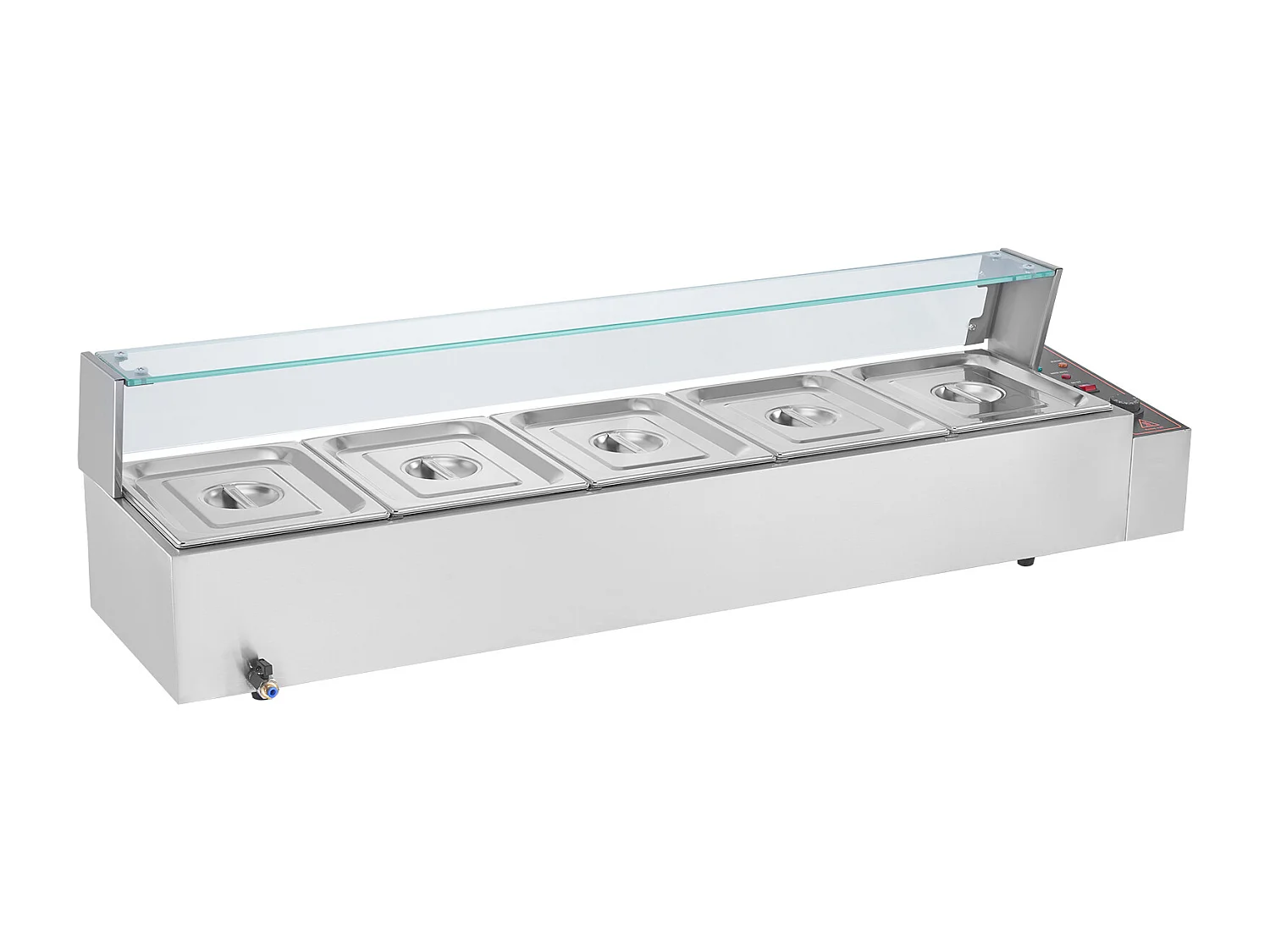 Cuiseur SucceBuy Buffet de Comptoir Chauffe-Plats Électrique Commercial, 5*7.6L avec Bouclier en Verre