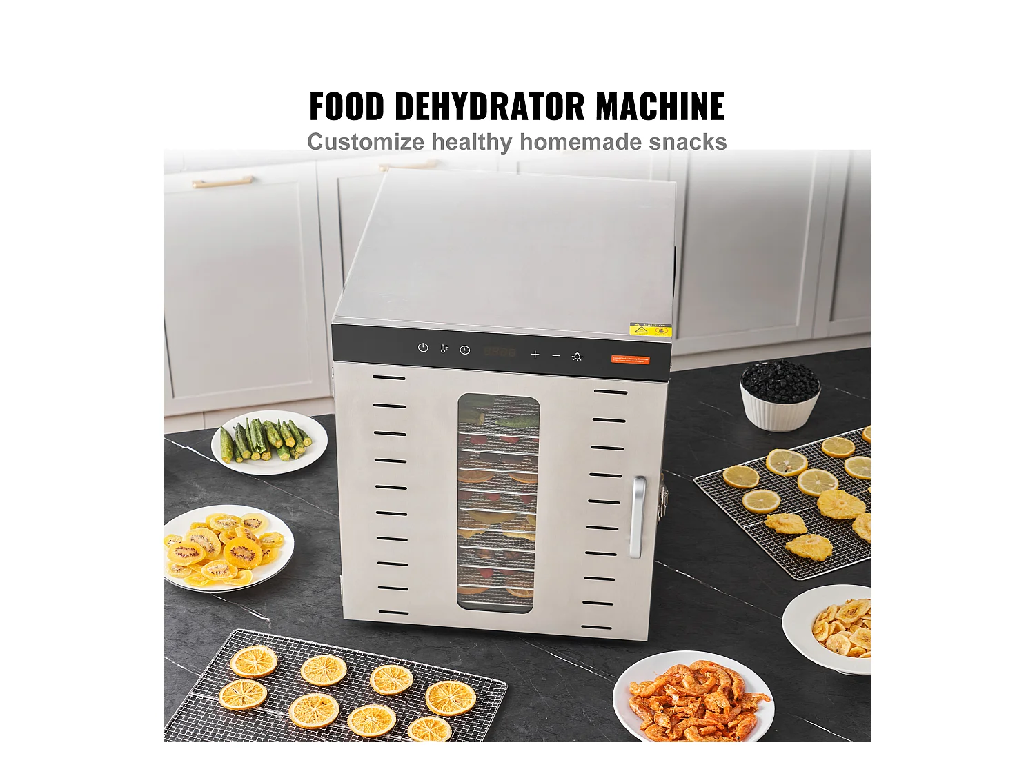 Déshydrateur SucceBuy Déshydrateur Alimentaire à 10 Plateaux, Séchoir à Fruits SécHés en Acier Inoxydable de 1000 W