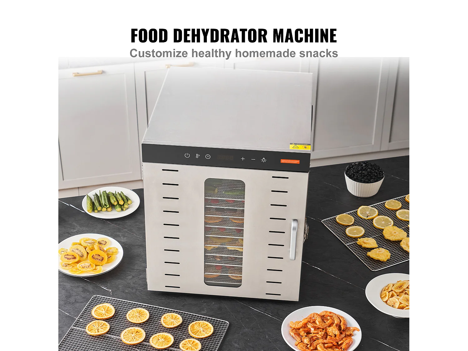 Déshydrateur SucceBuy Déshydrateur Alimentaire à 10 Plateaux, Séchoir à Fruits SécHés en Acier Inoxydable de 1000 W