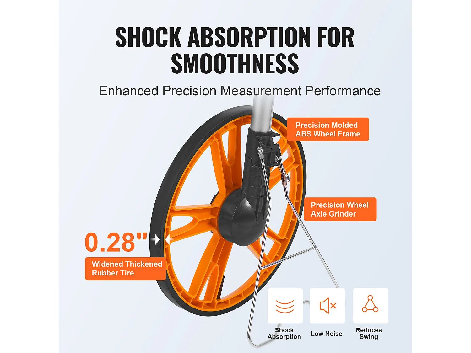 Roue de Mesure SucceBuy 317 mm avec Poignée Télescopique Pieds/Pouces et Sac, pour la Mesure des Routes en Gazon, en Dur, en Dur et en Bois