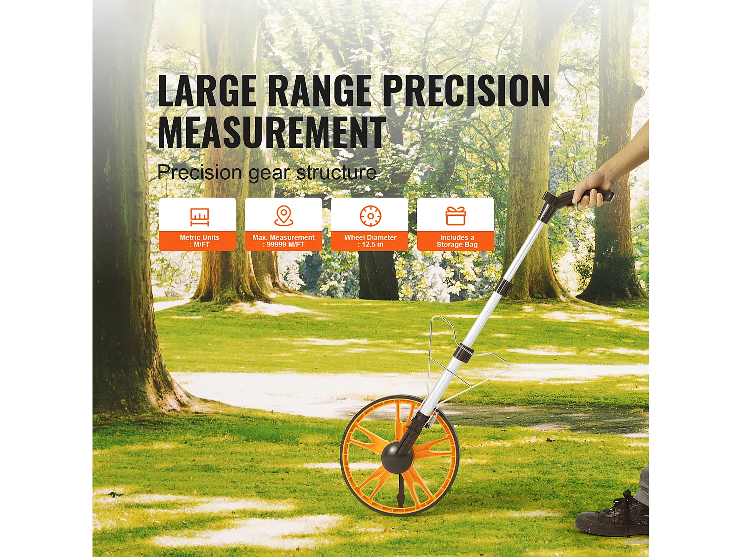 Messrad 317 Mm SucceBuy Mit Teleskopgriff Fuß/Zoll und Tasche, zur Messung von Rasen-, Hart- und Holzstraßen