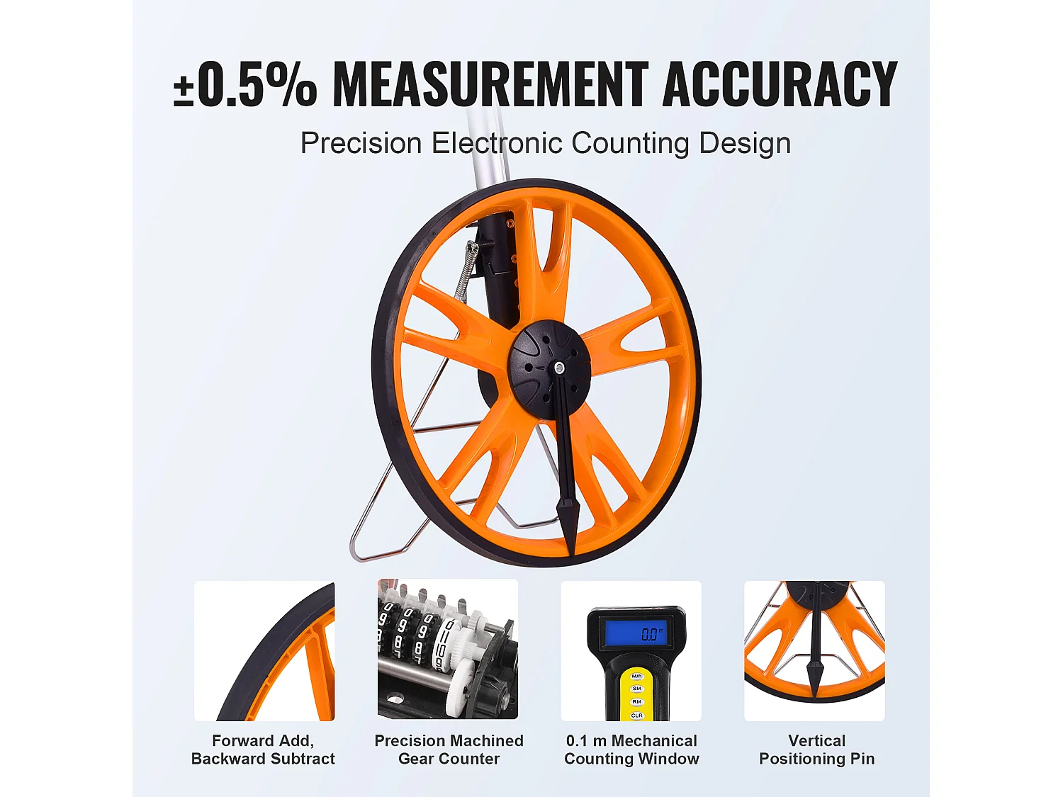Messrad 317 Mm SucceBuy Mit Teleskopgriff Fuß/Zoll und Tasche, zur Messung von Rasen-, Hart- und Holzstraßen