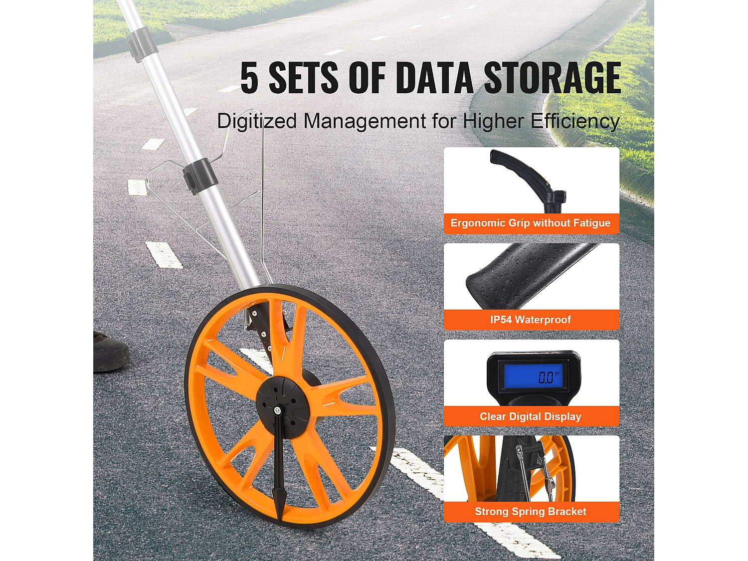Messrad 317 Mm SucceBuy Mit Teleskopgriff Fuß/Zoll und Tasche, zur Messung von Rasen-, Hart- und Holzstraßen