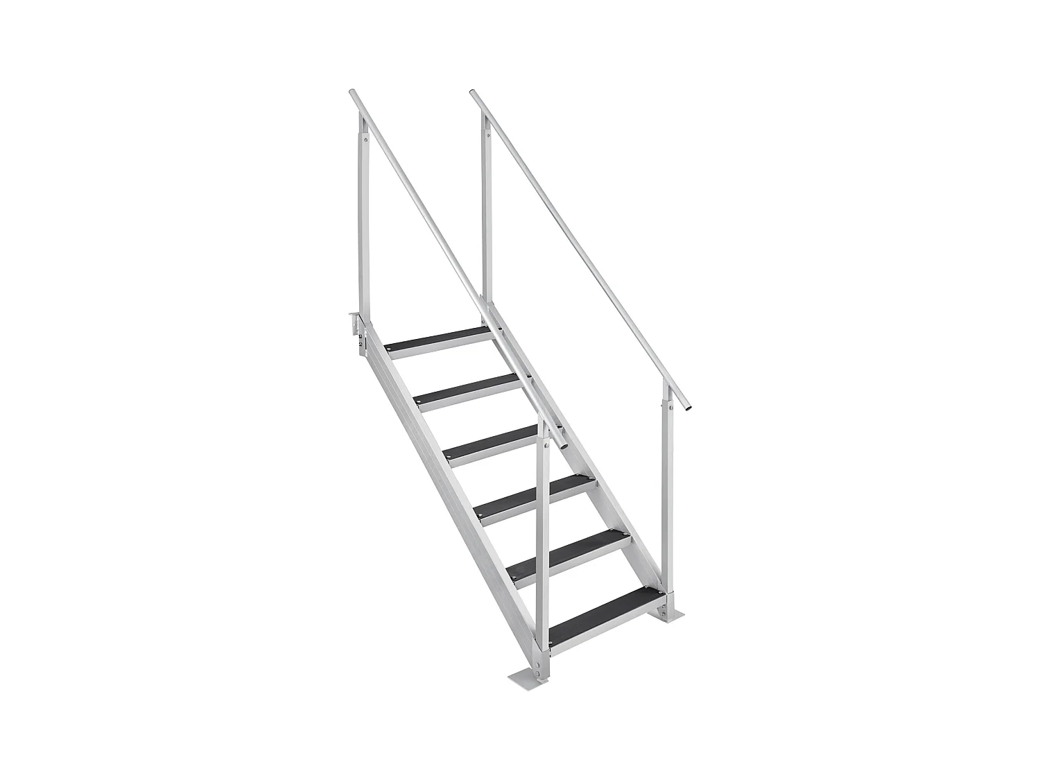 Bootstreppe Aluminium SucceBuy mit 6 Stufen, Verstellbare Höhe von 109.22 bis 129.54 cm