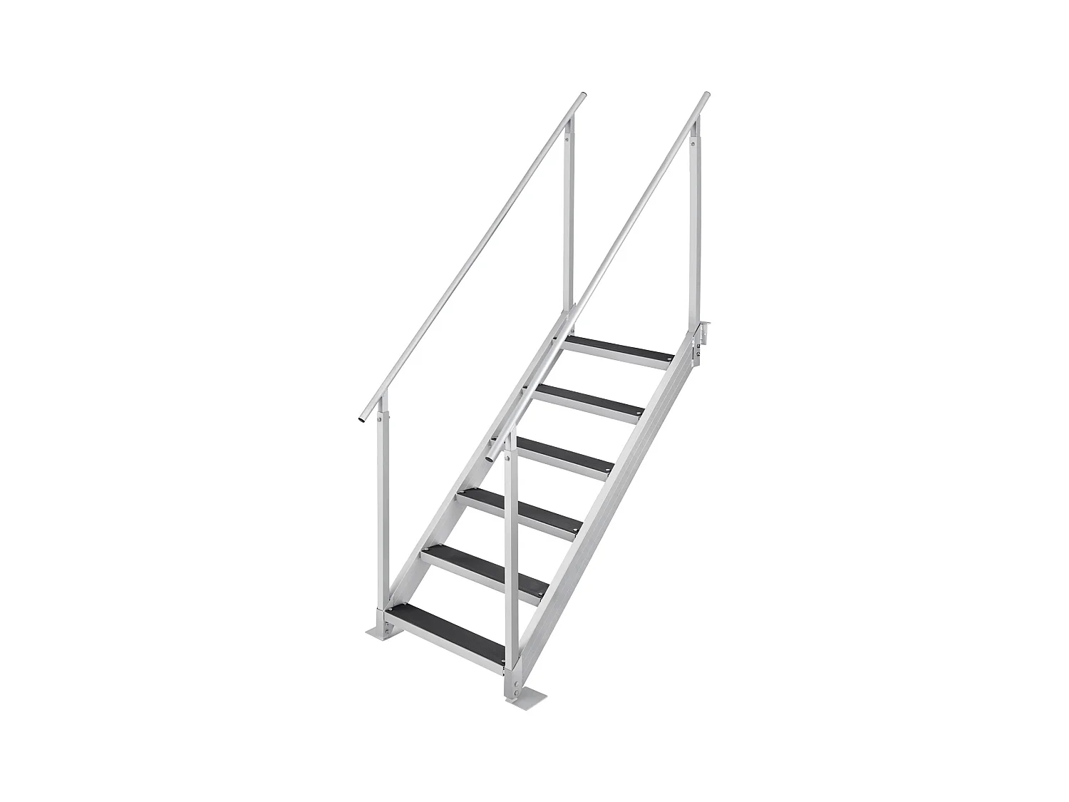 Bootstreppe Aluminium SucceBuy mit 6 Stufen, Verstellbare Höhe von 109.22 bis 129.54 cm