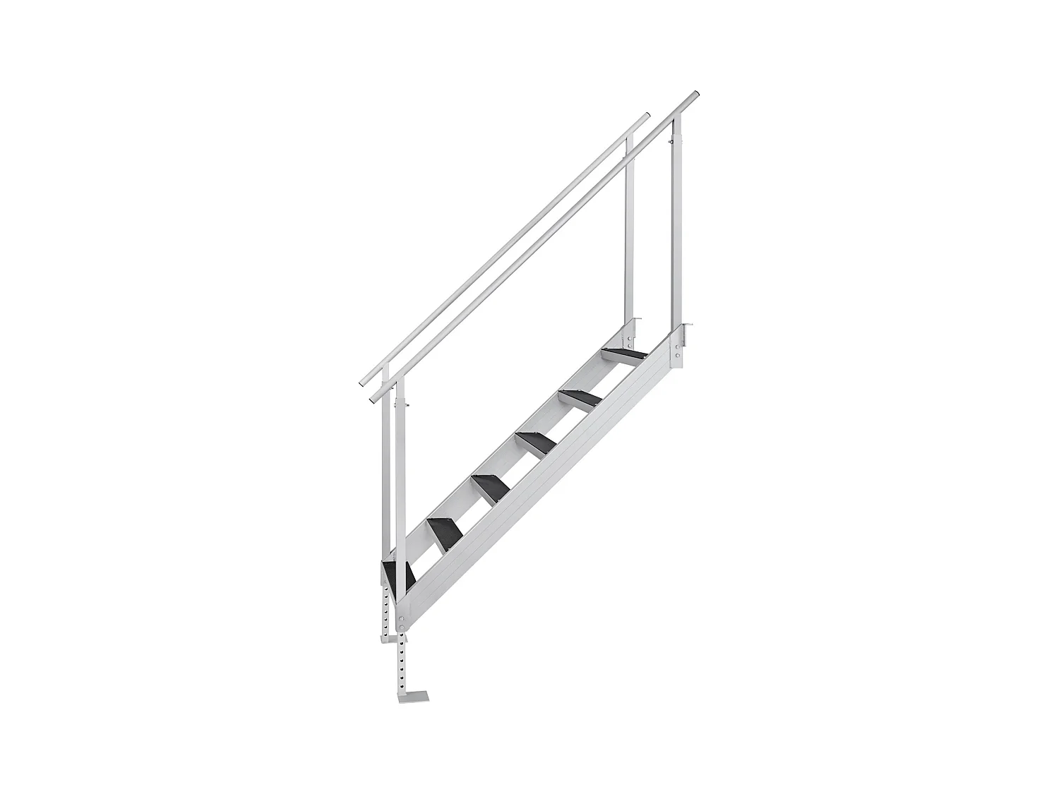 Bootstreppe Aluminium SucceBuy mit 6 Stufen, Verstellbare Höhe von 109.22 bis 129.54 cm