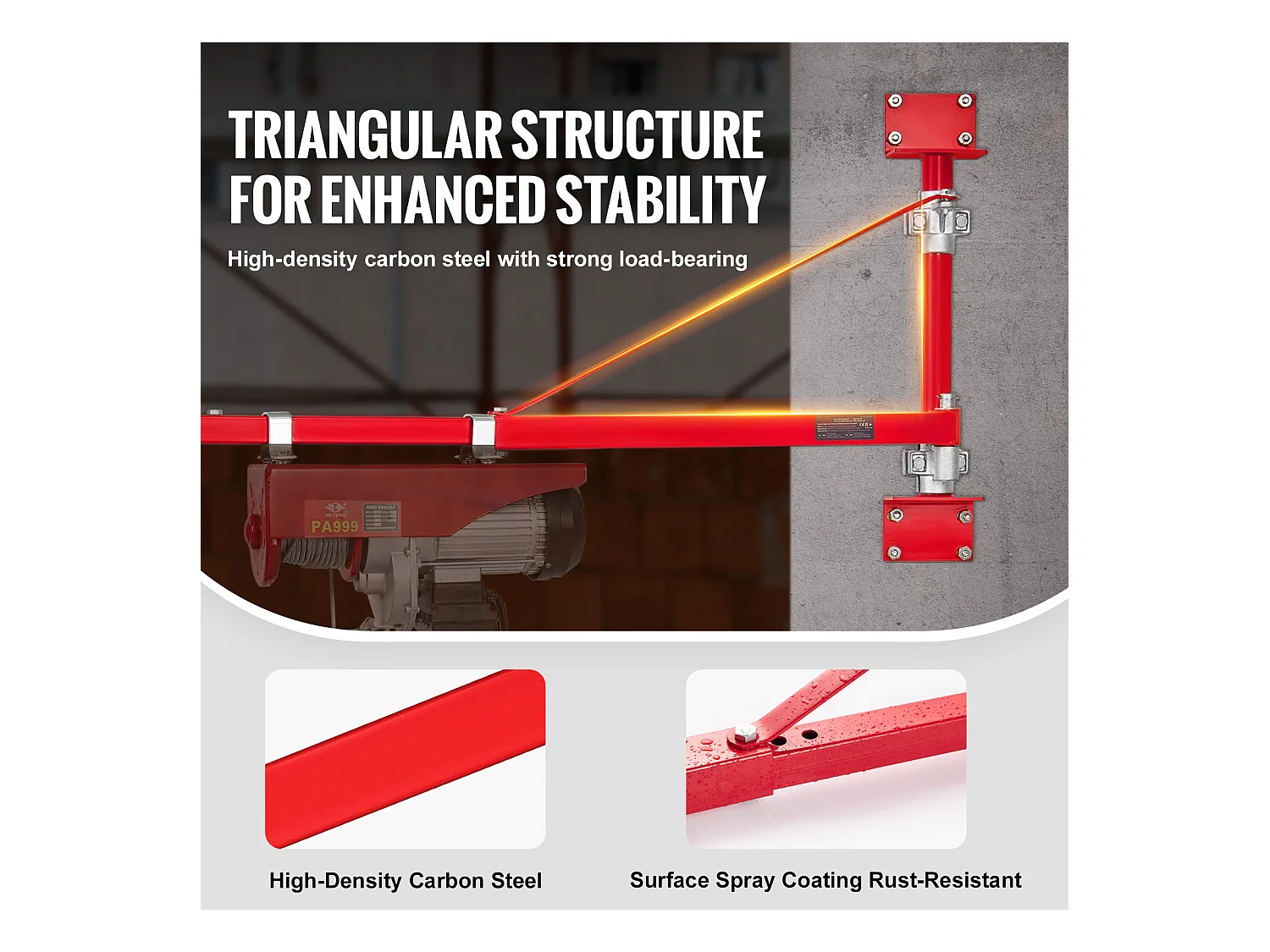Bras de Support de Palan Électrique SucceBuy Support Pivotant Poteau d'Échafaudage Charge Maximale de 660 lb