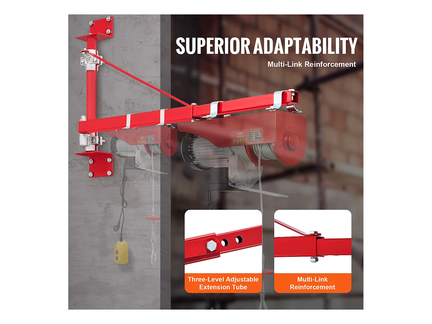 Bras de Support de Palan Électrique SucceBuy Support Pivotant Poteau d'Échafaudage Charge Maximale de 660 lb