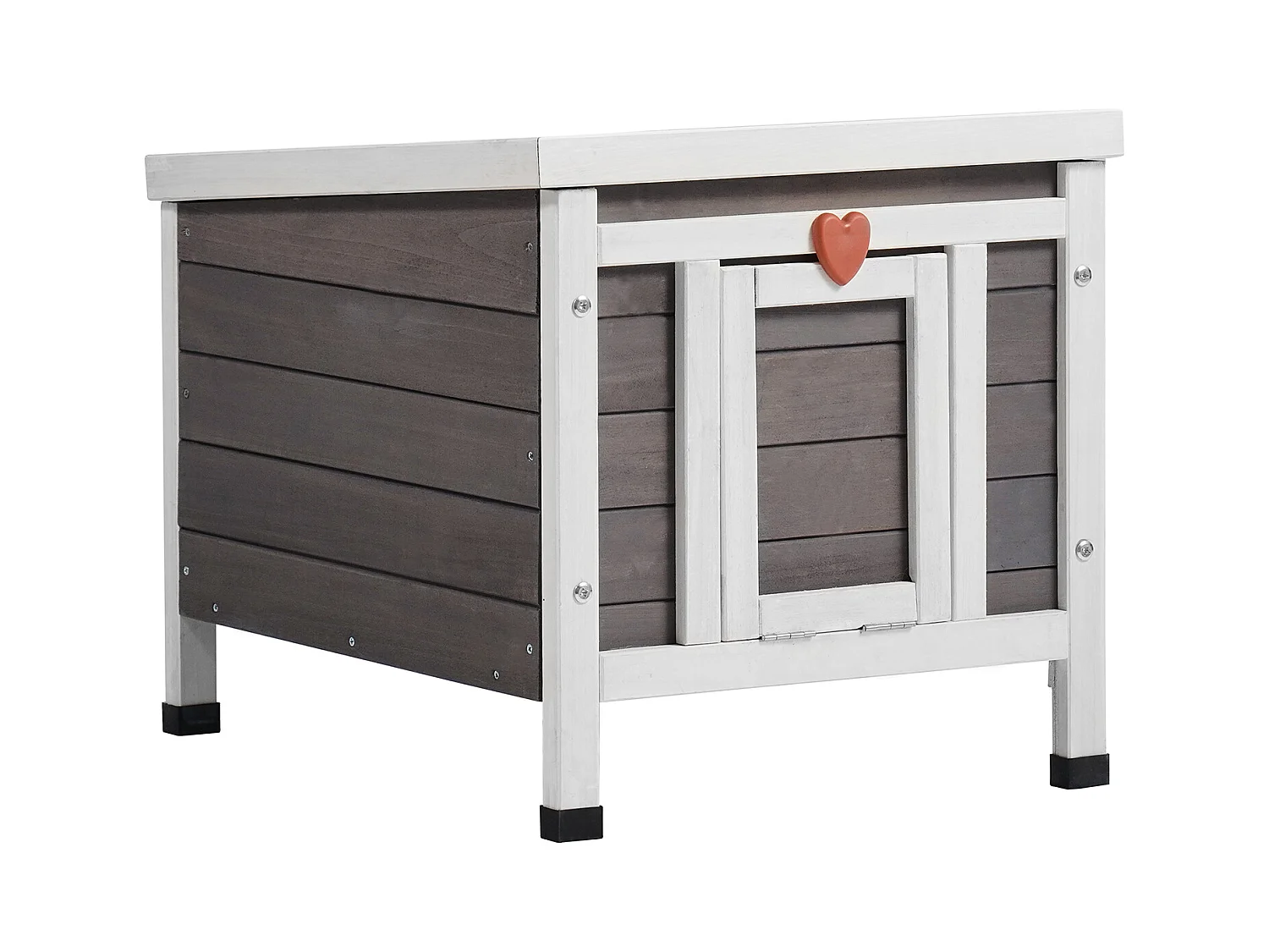 Refugio para Gatos SucceBuy de Madera, Equipado con Techo y Barreras de PVC en la Puerta