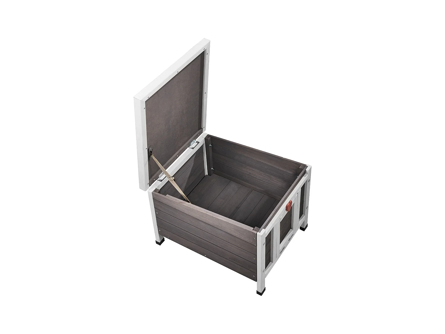 Refugio para Gatos SucceBuy de Madera, Equipado con Techo y Barreras de PVC en la Puerta