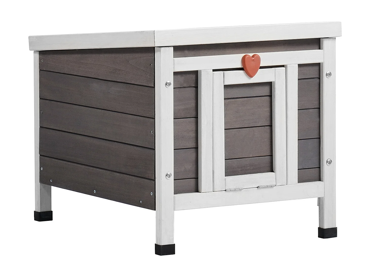 Abri pour Chats SucceBuy en Bois, Équipé d'un Toit et de Barrières PVC sur la Porte