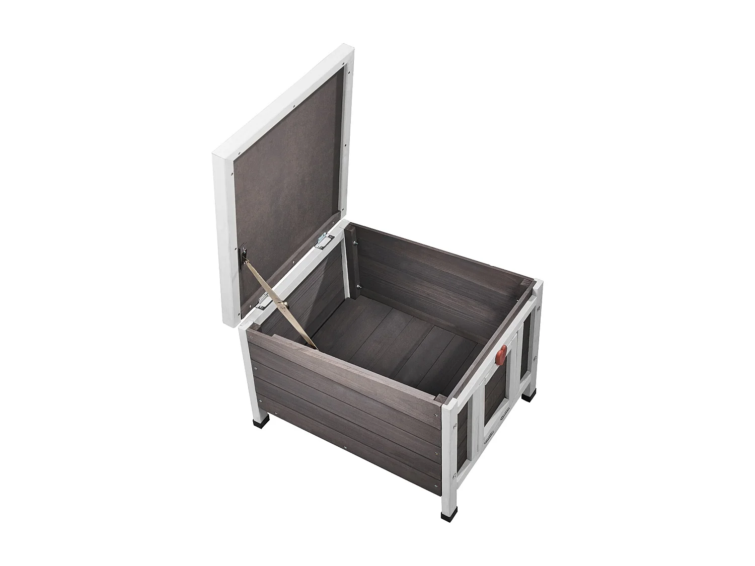 Abri pour Chats SucceBuy en Bois, Équipé d'un Toit et de Barrières PVC sur la Porte