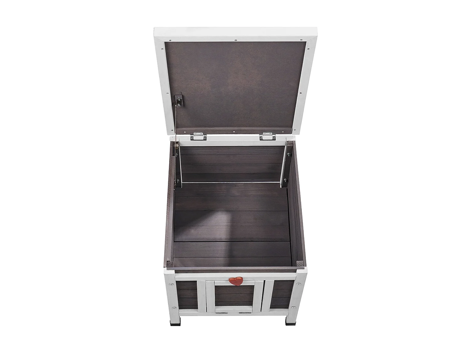 Abri pour Chats SucceBuy en Bois, Équipé d'un Toit et de Barrières PVC sur la Porte