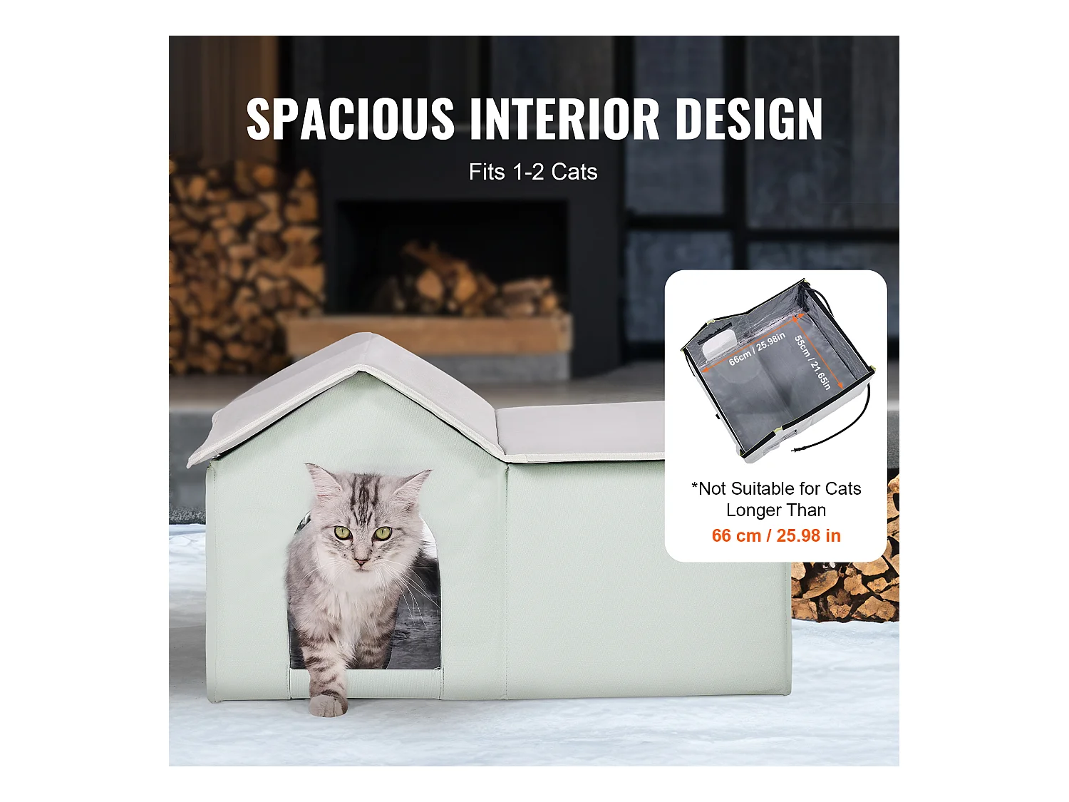 Maison Niche pour Chat, SucceBuy Niche Chauffante pour Chat - Abri d'Extérieur pour Chat avec Coussin Chauffant - Vert - Grand