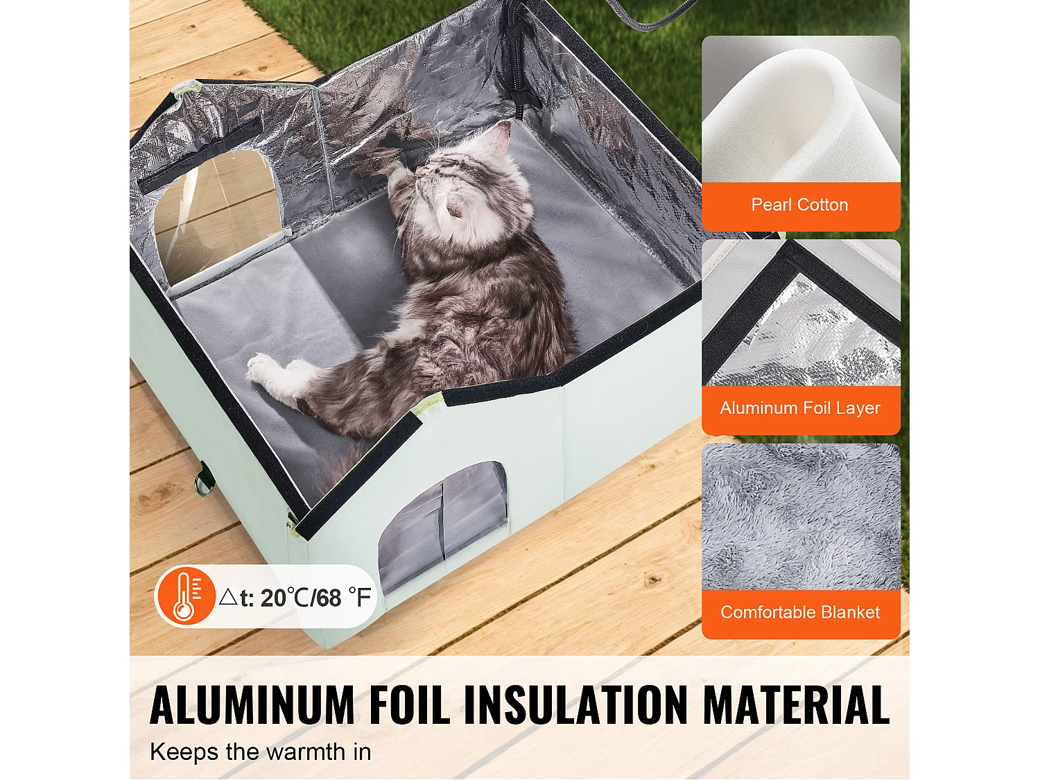 Katzenhaus, SucceBuy Beheiztes Katzenhaus – Katzenunterstand für draußen mit Heizkissen – Grün – Groß