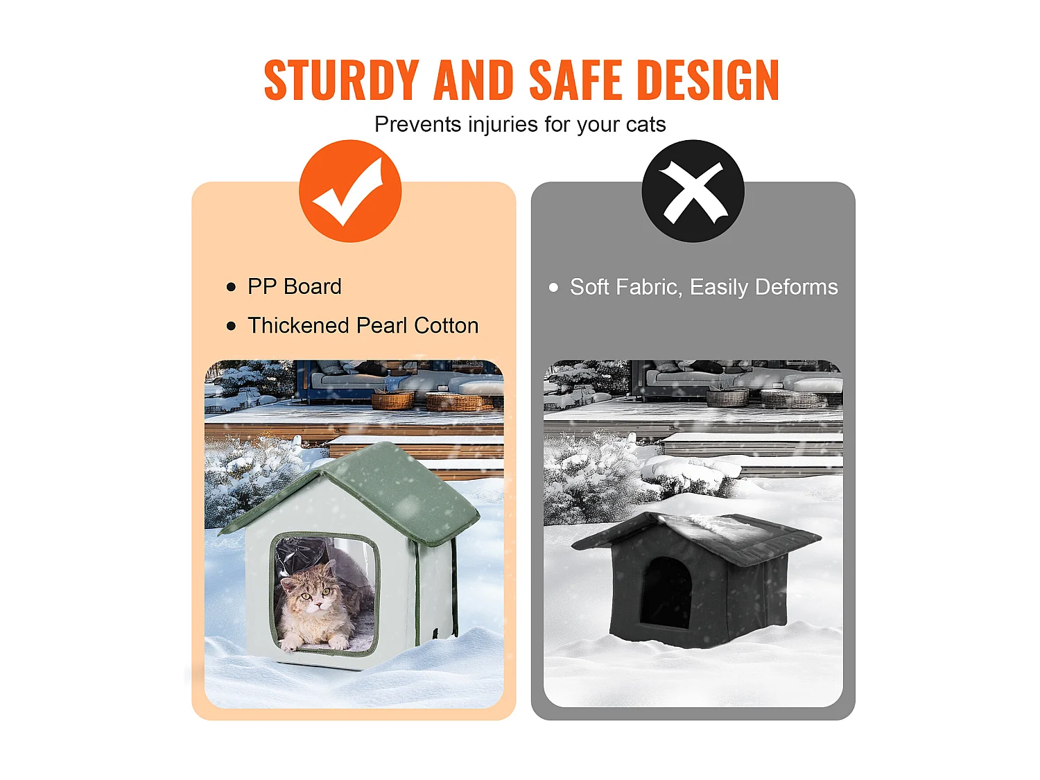 Maison Niche pour Chat, SucceBuy Abri Surélevé et Chauffant pour Chat, Maison pour Chat Extérieure Pliable et Étanche, Verte (S)