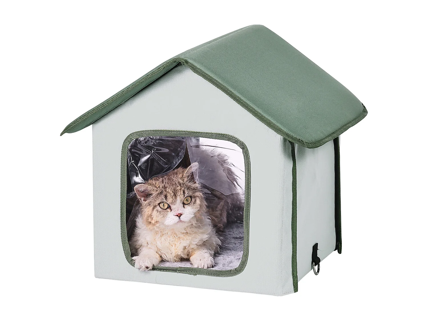 Maison Niche pour Chat, SucceBuy Abri Surélevé et Chauffant pour Chat, Maison pour Chat Extérieure Pliable et Étanche, Verte (S)