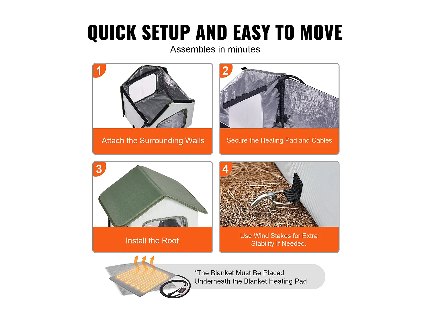 Maison Niche pour Chat, SucceBuy Abri Surélevé et Chauffant pour Chat, Maison pour Chat Extérieure Pliable et Étanche, Verte (S)