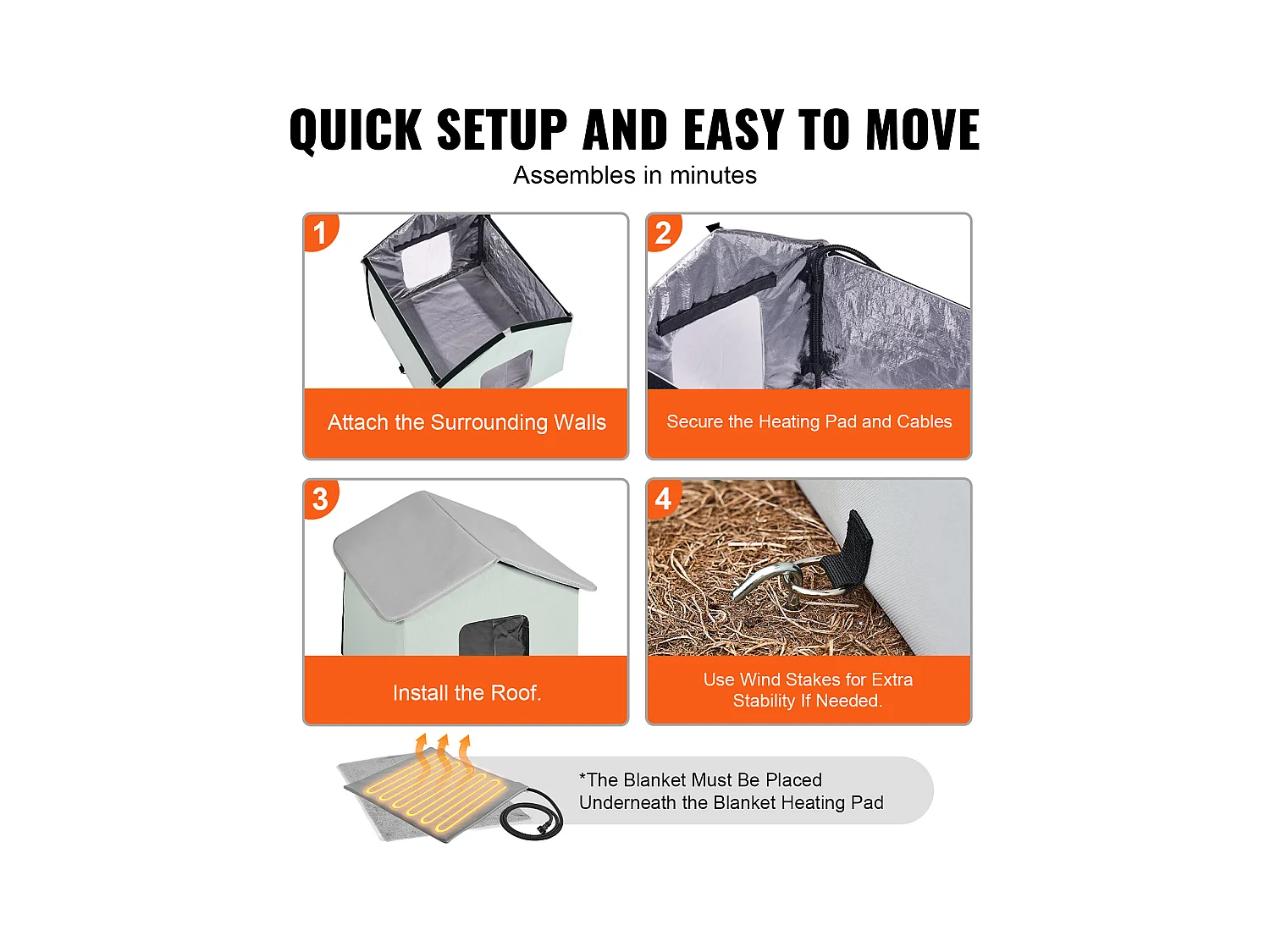 Casa para Gatos, SucceBuy Casa Dobrável Aquecida para Gatos com Almofada de Temperatura Ajustável (Média)