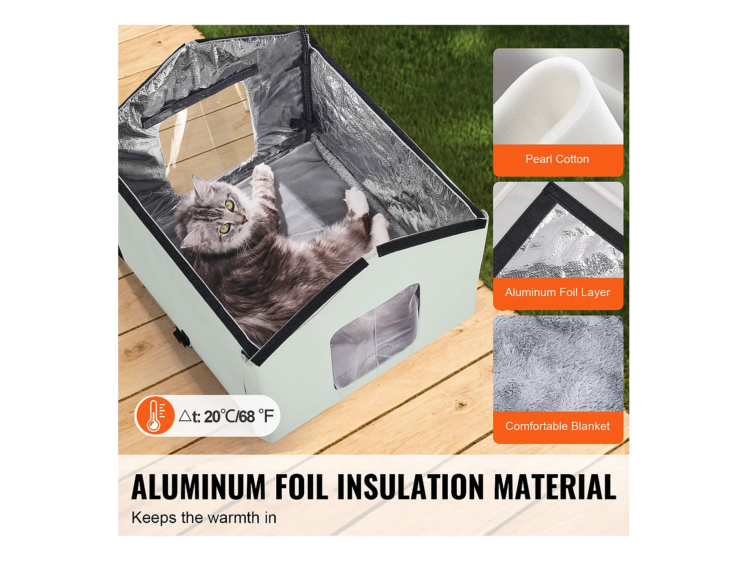 Casa para Gatos, SucceBuy Casa Dobrável Aquecida para Gatos com Almofada de Temperatura Ajustável (Média)