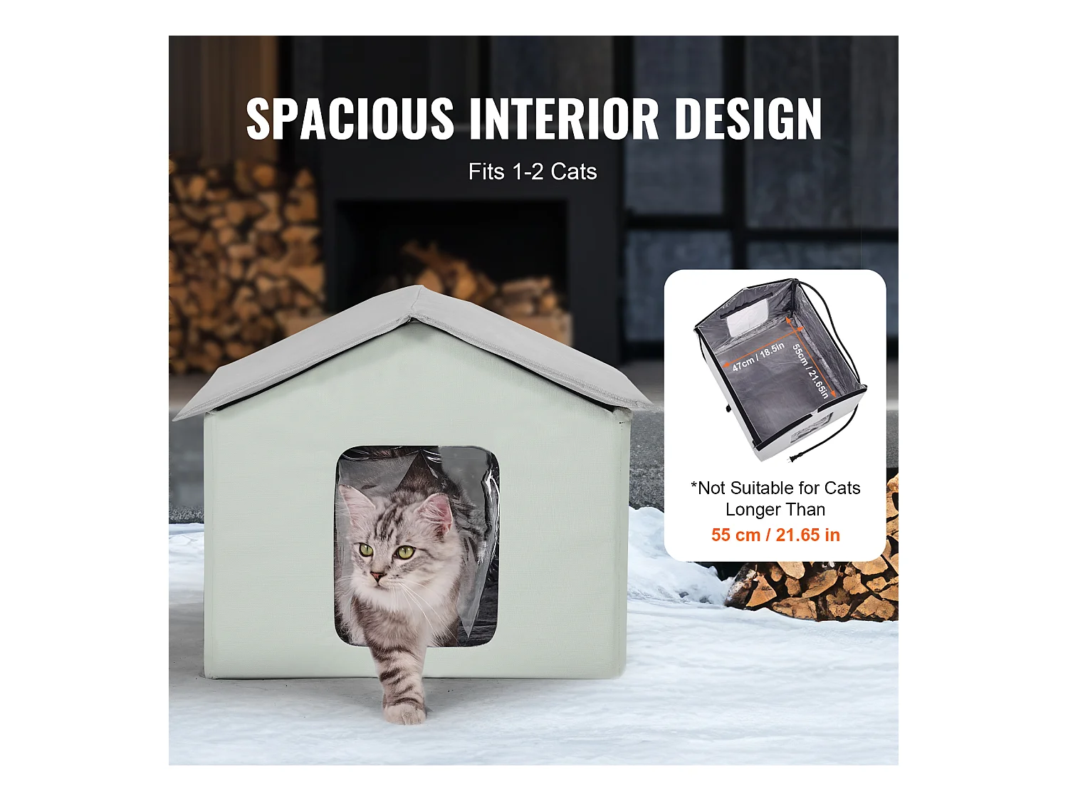 Casa para Gatos, SucceBuy Casa Dobrável Aquecida para Gatos com Almofada de Temperatura Ajustável (Média)