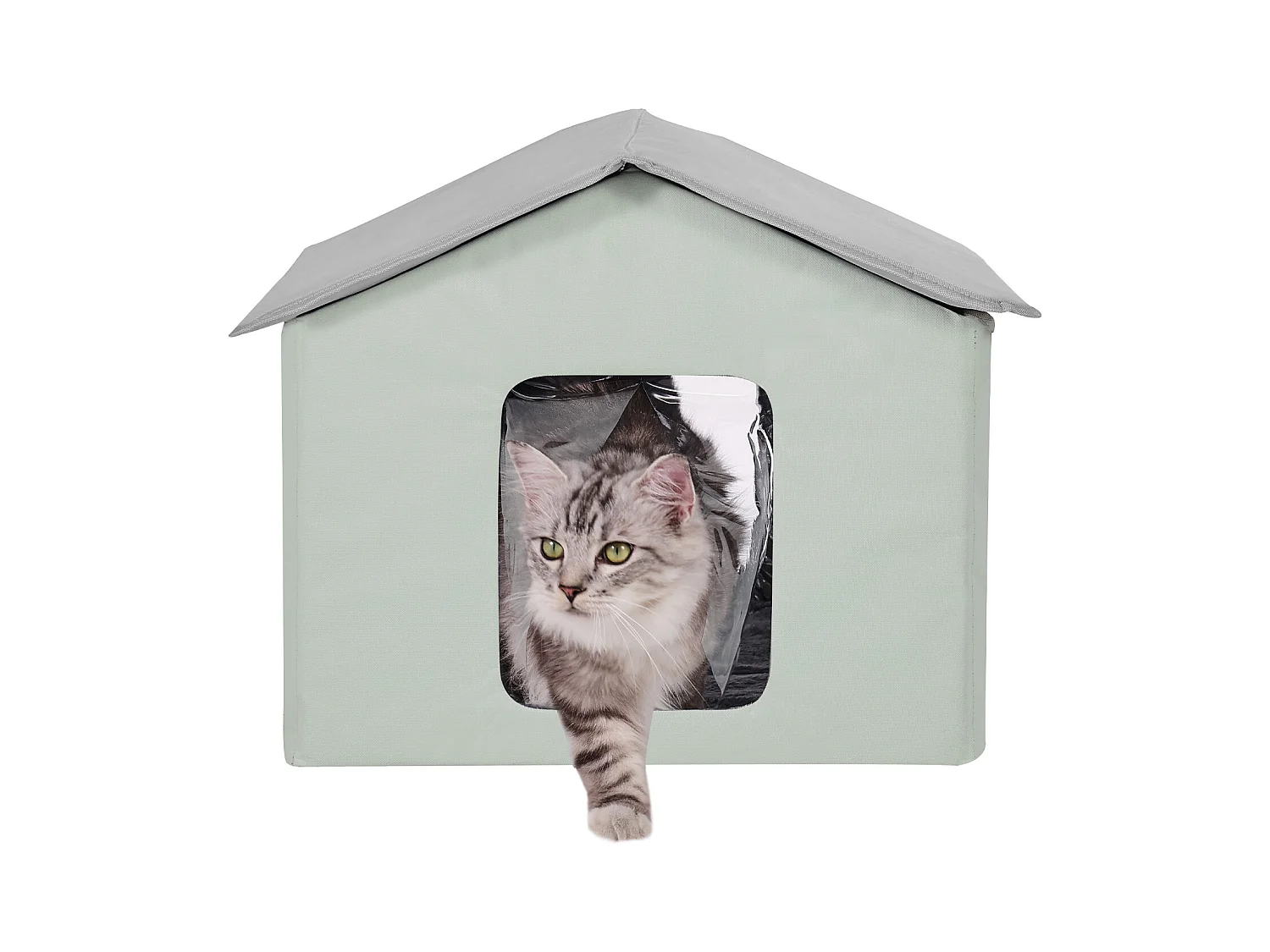 Maison Niche pour Chat, SucceBuy Maison pour Chat Chauffante et Pliable avec Coussin de Température RÉglable (Milieu)
