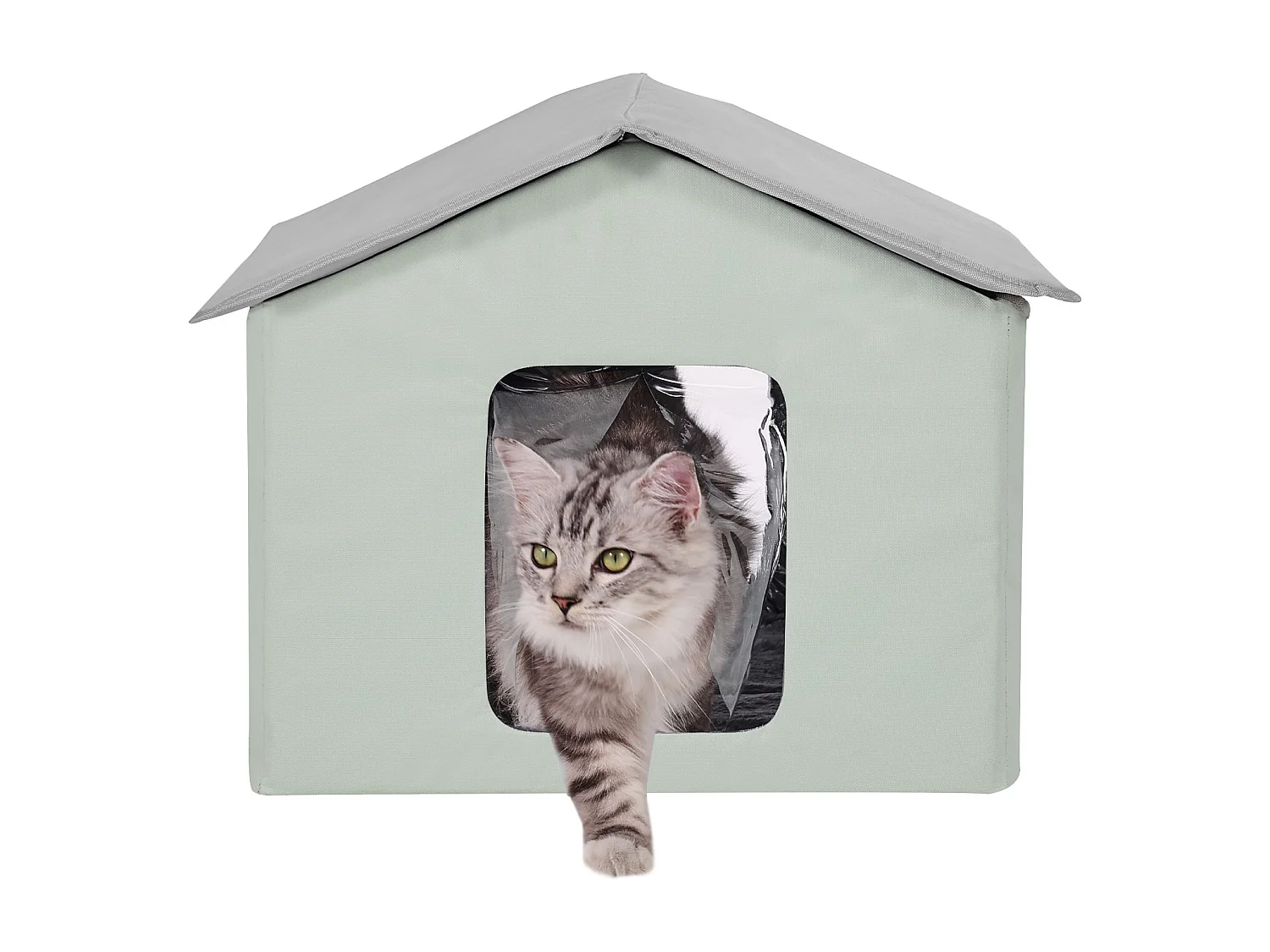 Maison Niche pour Chat, SucceBuy Maison pour Chat Chauffante et Pliable avec Coussin de Température RÉglable (Milieu)