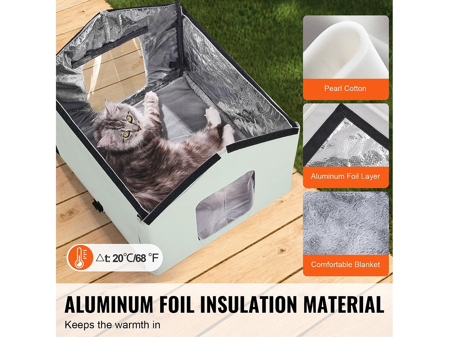 Maison Niche pour Chat, SucceBuy Maison pour Chat Chauffante et Pliable avec Coussin de Température RÉglable (Milieu)