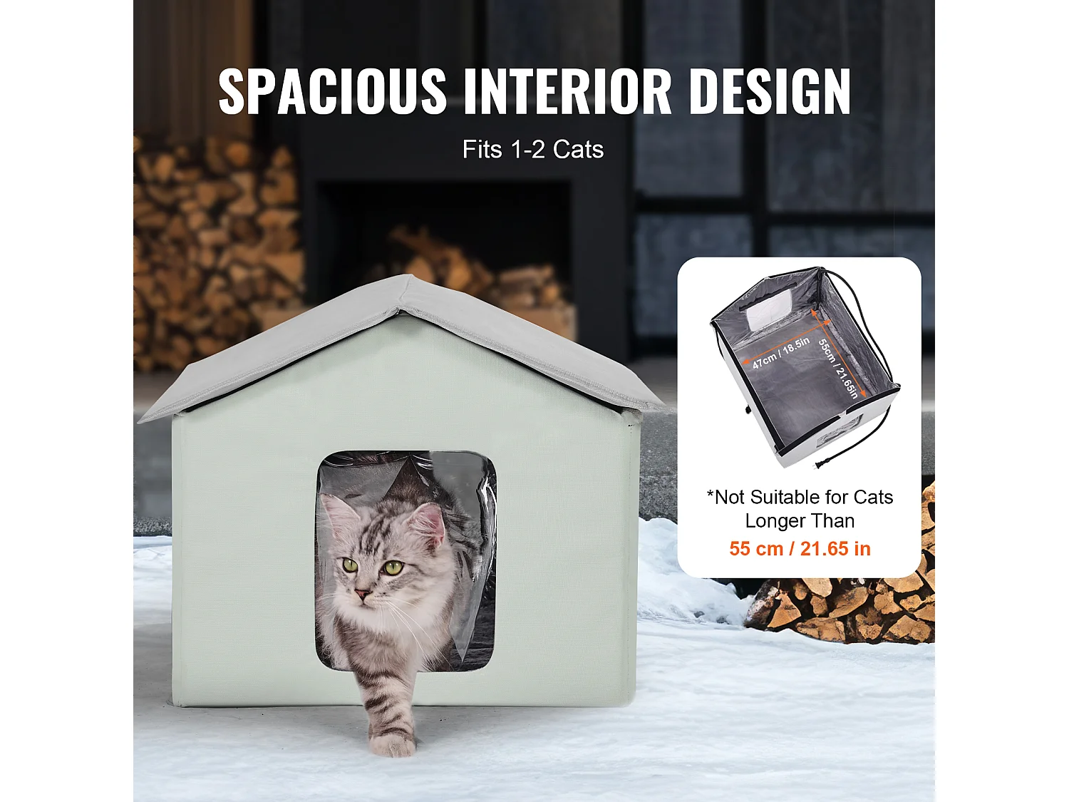 Maison Niche pour Chat, SucceBuy Maison pour Chat Chauffante et Pliable avec Coussin de Température RÉglable (Milieu)