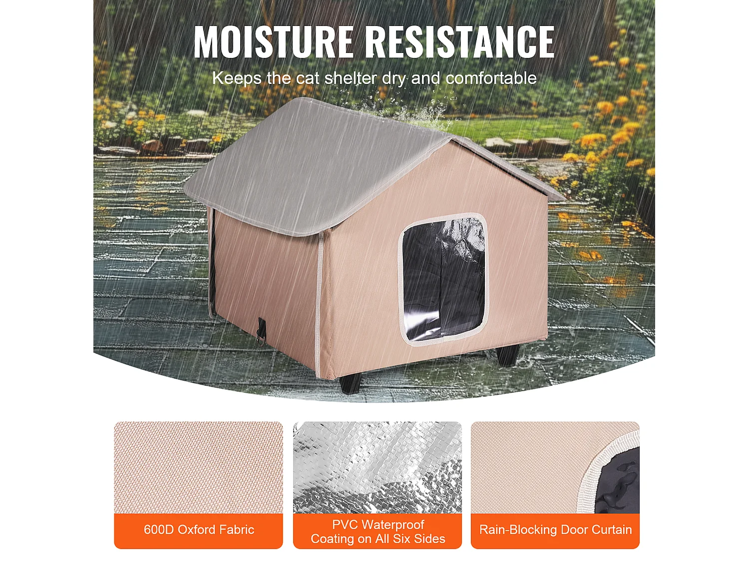 Cuccia per Gatti, SucceBuy Cuccia Rialzata e Riscaldata con Cuscinetto Riscaldante, Marrone (Media)