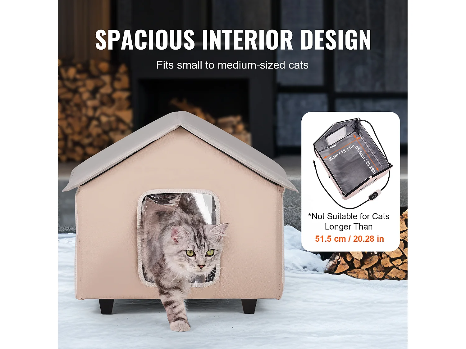 Cuccia per Gatti, SucceBuy Cuccia Rialzata e Riscaldata con Cuscinetto Riscaldante, Marrone (Media)