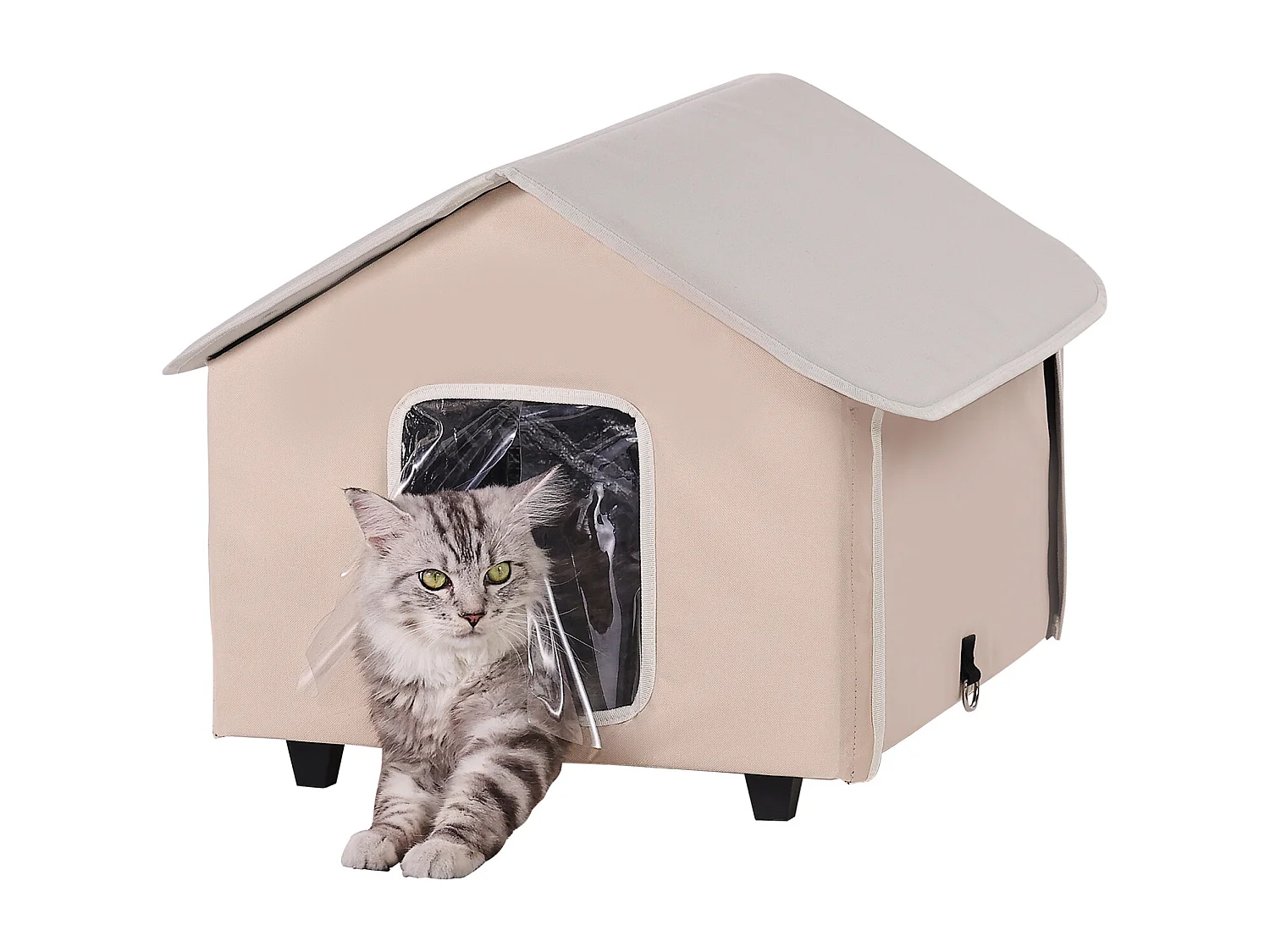 Cuccia per Gatti, SucceBuy Cuccia Rialzata e Riscaldata con Cuscinetto Riscaldante, Marrone (Media)