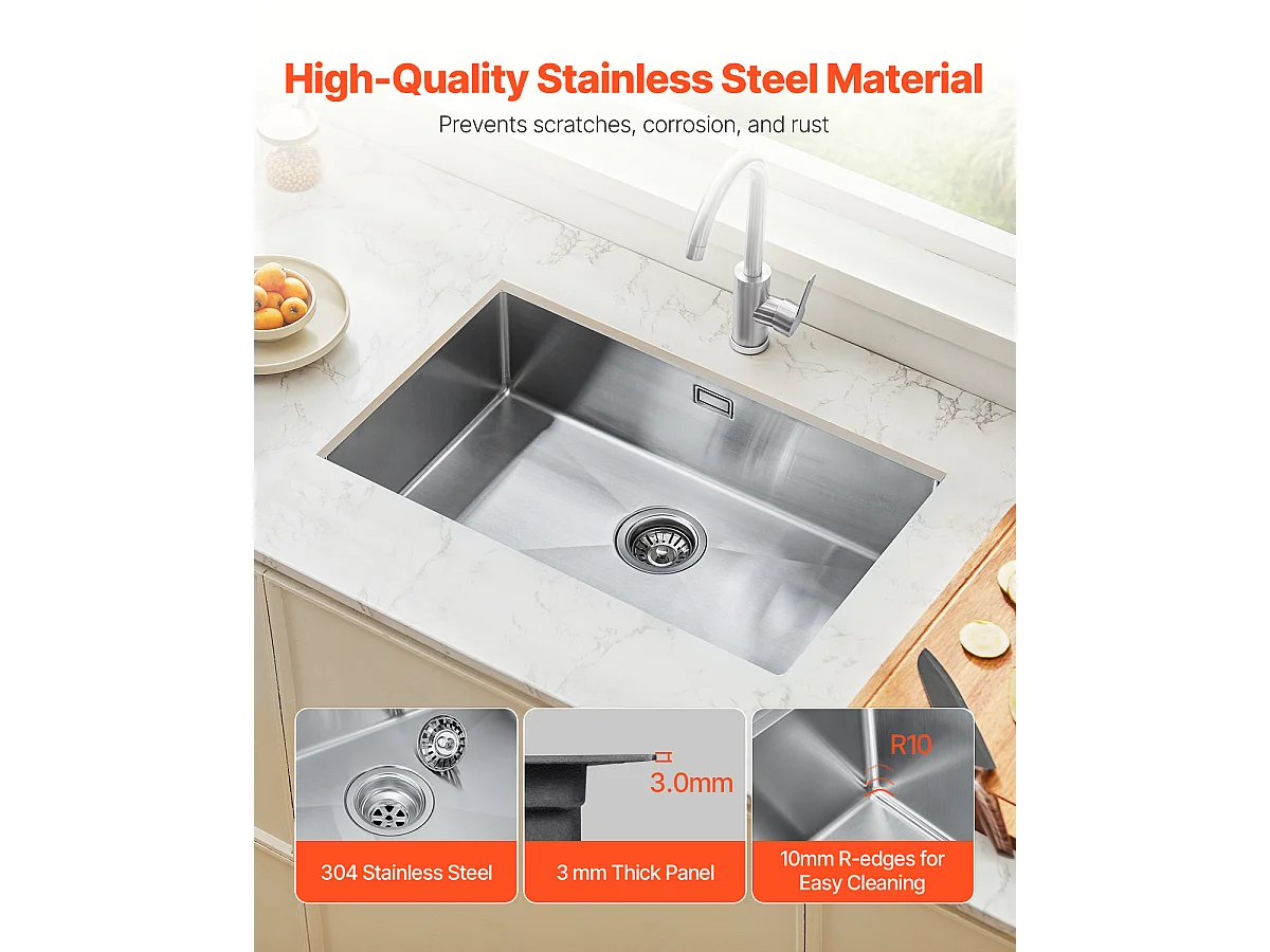 Pia de Cozinha SucceBuy Pia de Cozinha de 76CM em Aço Inoxidável