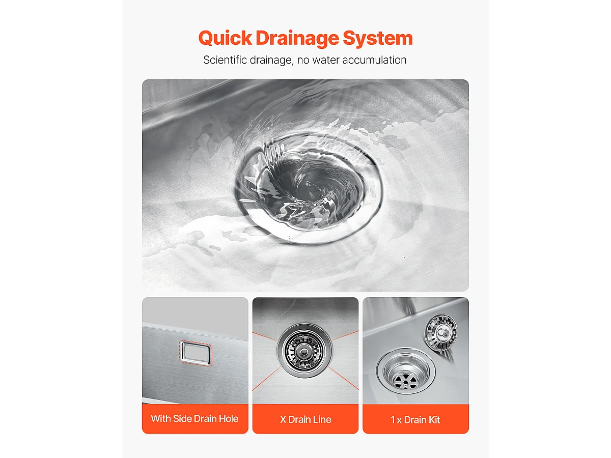 Pia de Cozinha SucceBuy Pia de Cozinha de 76CM em Aço Inoxidável