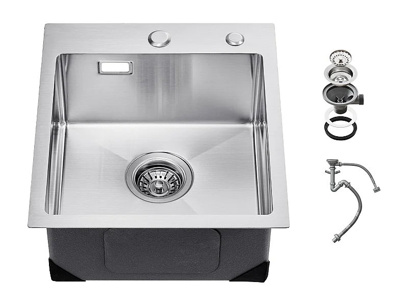 Lava-Loiça de Cozinha SucceBuy Lava-Loiça de Cozinha de 40 cm com Montagem Superior e Cuba Simples, Lava-Loiça em Aço Inoxidável para Bar