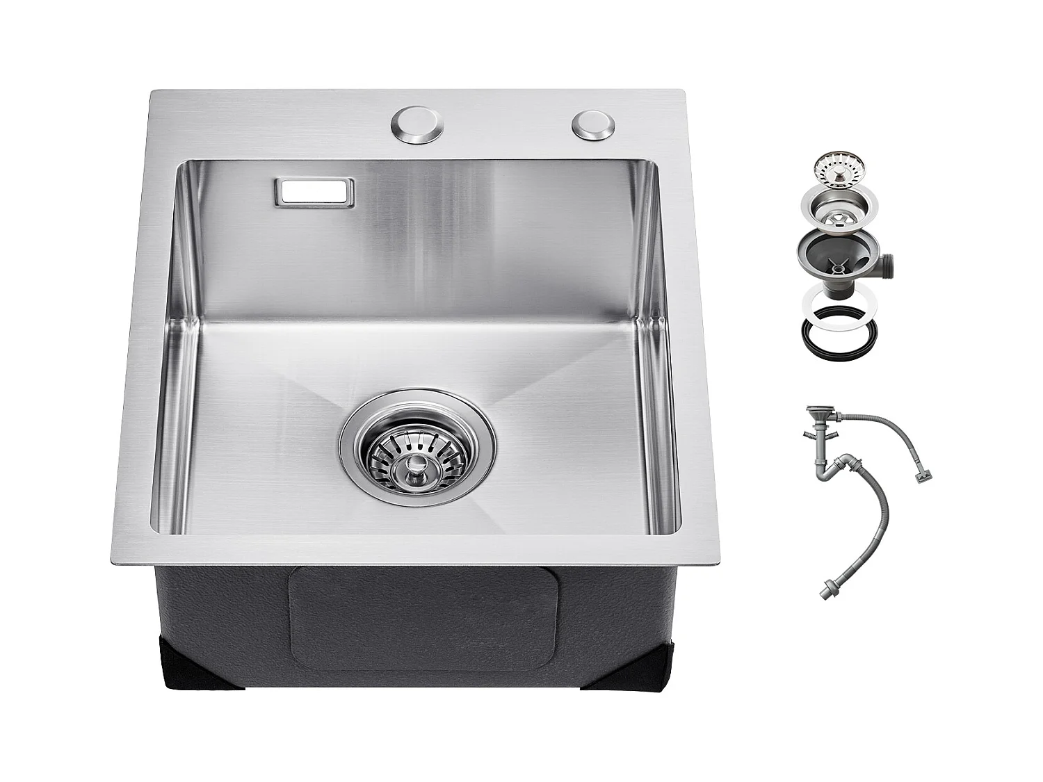 Lava-Loiça de Cozinha SucceBuy Lava-Loiça de Cozinha de 40 cm com Montagem Superior e Cuba Simples, Lava-Loiça em Aço Inoxidável para Bar