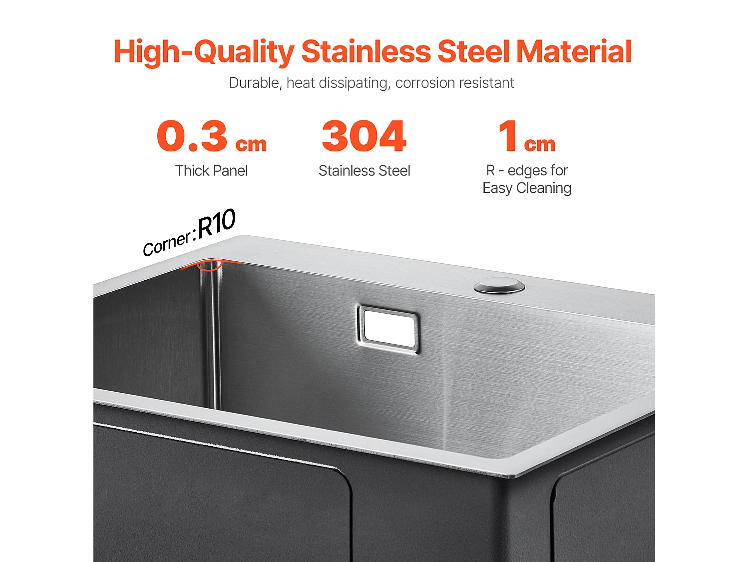 Évier de Cuisine SucceBuy Évier de Cuisine à Montage Par le Haut 40 cm à Cuve Simple à Encastrer en Acier Inoxydable pour Bar