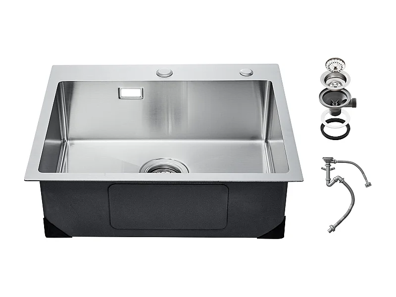 Pia de Cozinha SucceBuy em Aço Inoxidável 304 com Cuba Simples e Montagem Superior, 55 cm