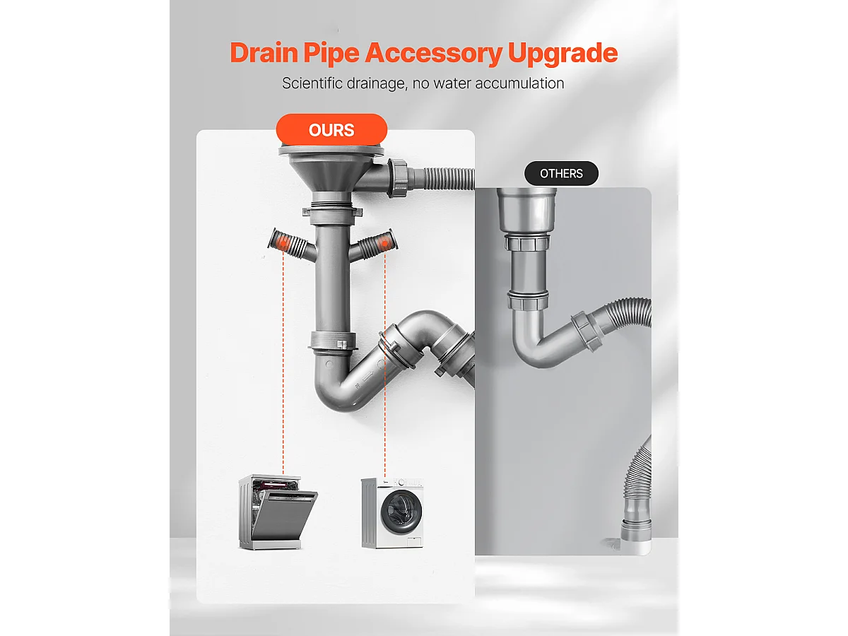 Évier de cuisine SucceBuy Évier de cuisine 70 cm, Cuve Simple Encastrée Sous Plan, Acier Inoxydable