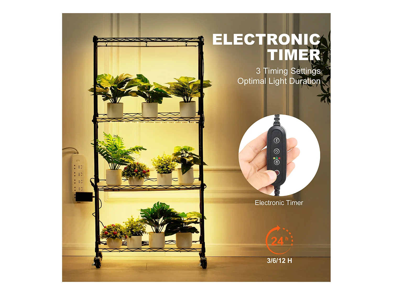 Support pour Plantes SucceBuy, avec Lampes de Croissance, 4 Niveaux, 45 W, 60x35x126,5 cm, pour Jardinage Germination Graines